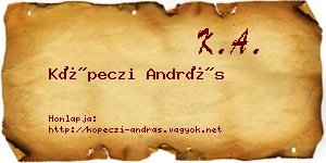 Köpeczi András névjegykártya